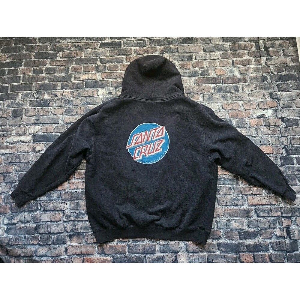 Santa Cruz Full Zip Hoodie Skateboarding Surf Beach Thermal Lining